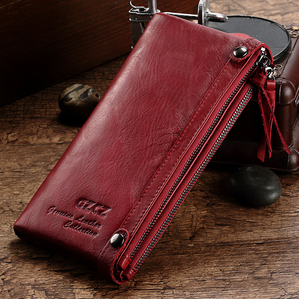 WA71R GZCZ Genuine Leather Long Woman Wallet - RetailBD