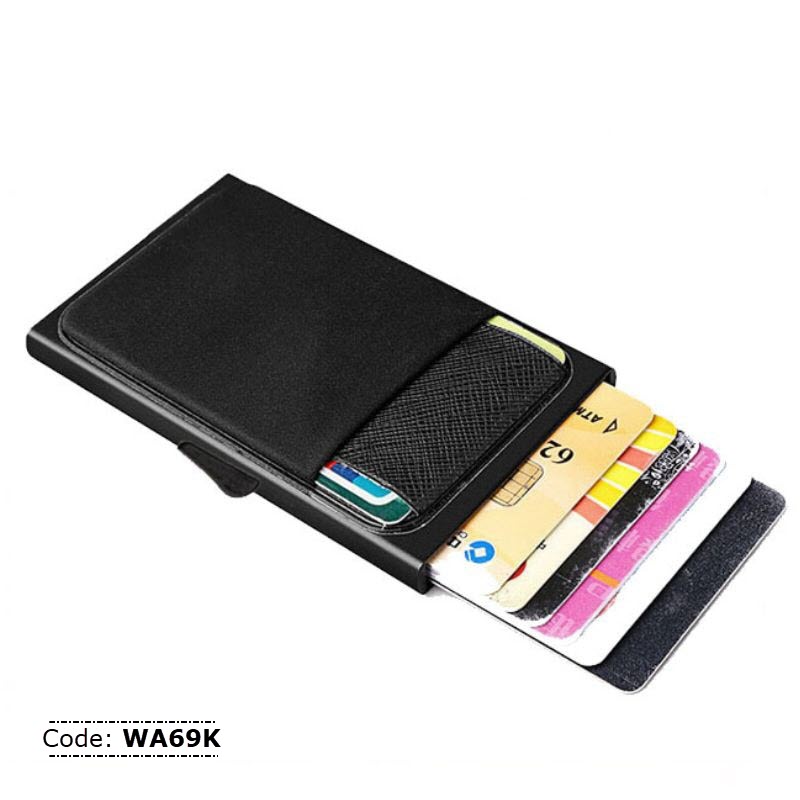 WA69K Mini Aluminum Metal Wallet Automatic Slide Credit Card holder ...