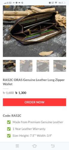 RA52C ORAS Genuine Leather Long Zipper Wallet photo review