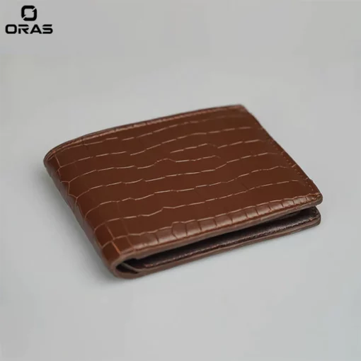 R1086 ORAS Genuine leather stone dice short wallet for men