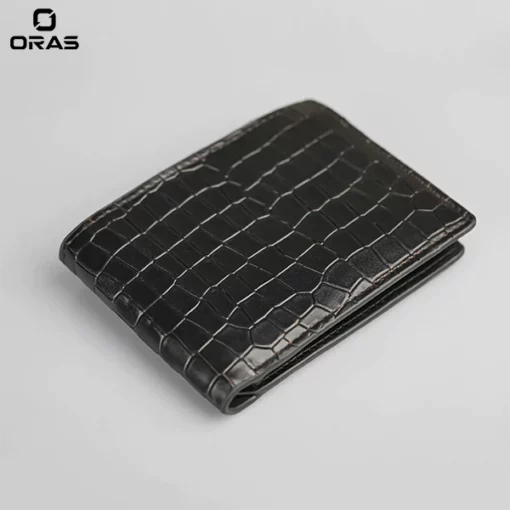 R1087 ORAS Genuine leather stone dice short wallet for men - Image 2