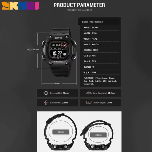 SK95K SKMEI 2126 Digital Sports Watch - Image 5