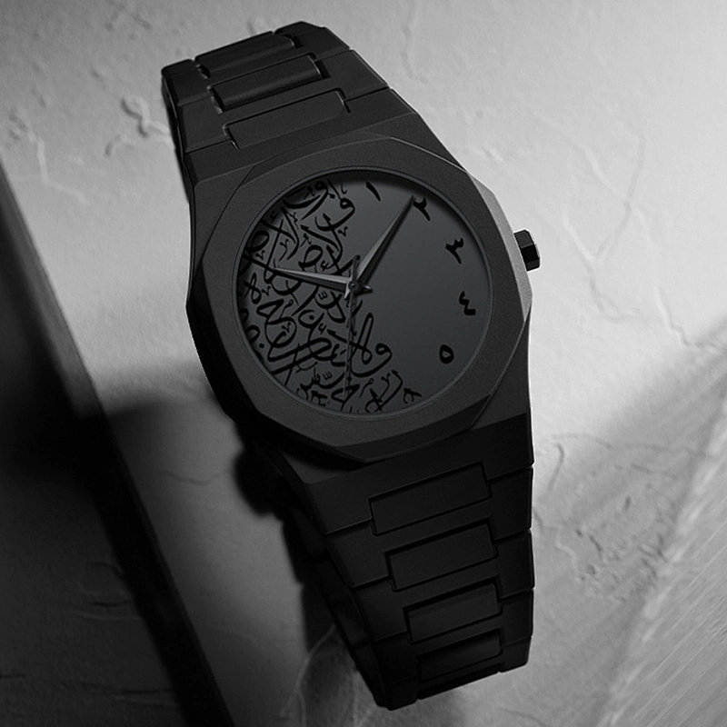 K1146 Arabic Calligraphy Design Black Watches For Men - Image 3