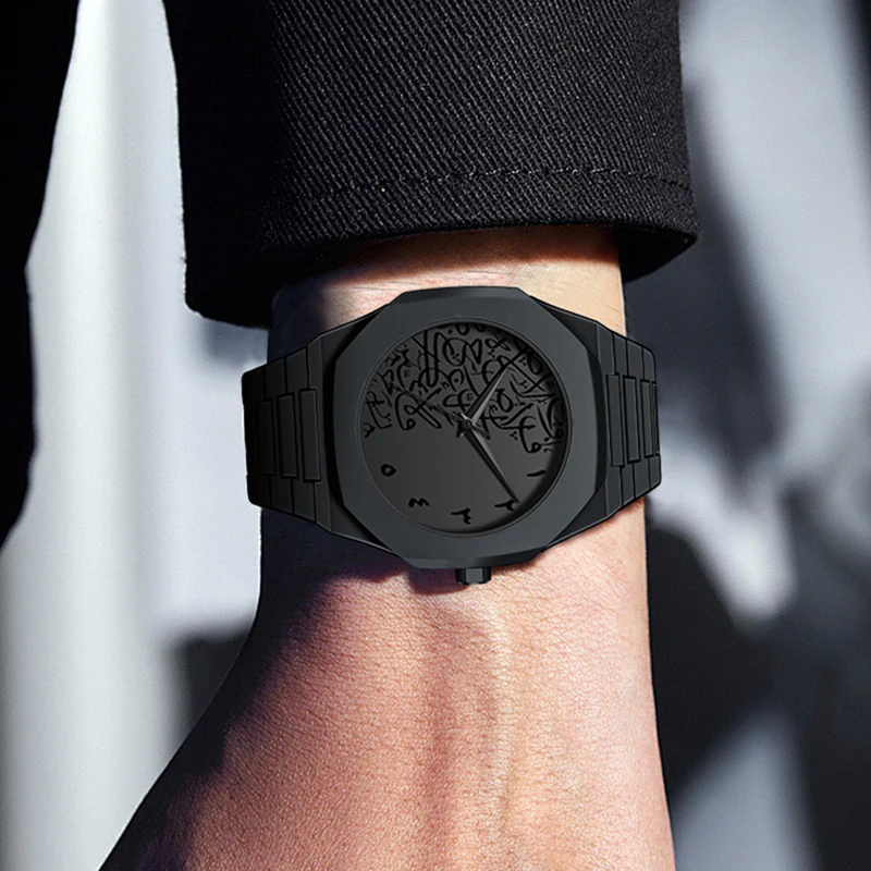 K1146 Arabic Calligraphy Design Black Watches For Men - Image 2
