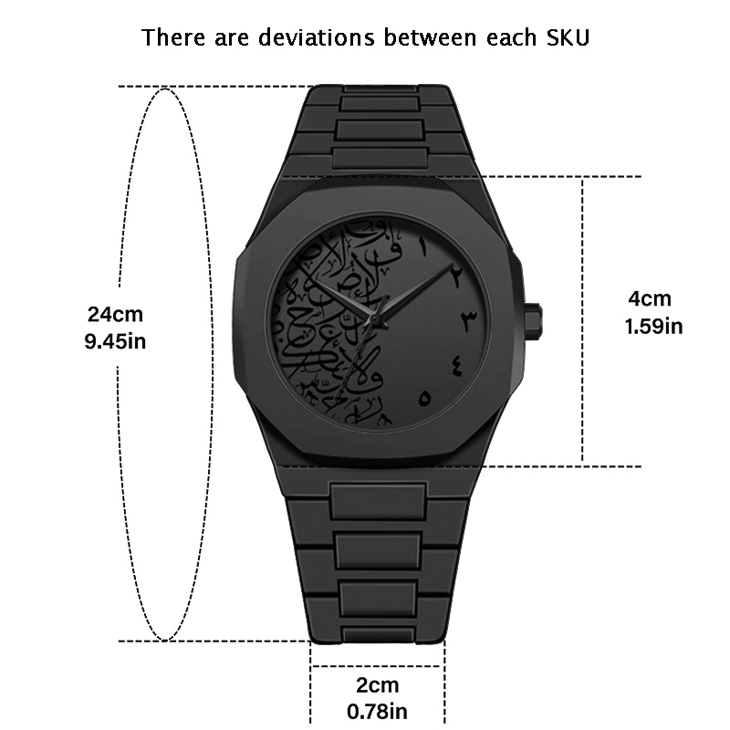 K1146 Arabic Calligraphy Design Black Watches For Men - Image 5