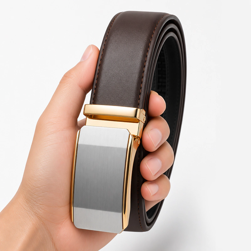 B676 ORAS Premium Genuine Leather Automatic Buckle Belt - Image 3