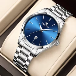 FE12W FNGEEN Luxury Blue Dial Silver Watch For Men