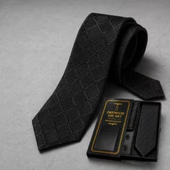 TY45 Luxury Black Check Pattern Tie for Men