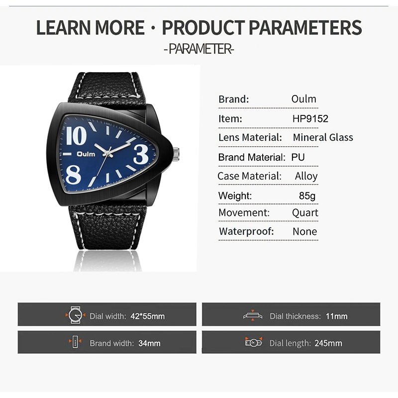 UM34 Oulm Big Dial Unique Triangle Watch - Image 3
