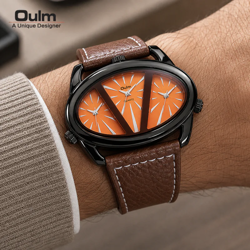 UM35 Oulm Big Dial Triple Time Premium Watch - Image 2