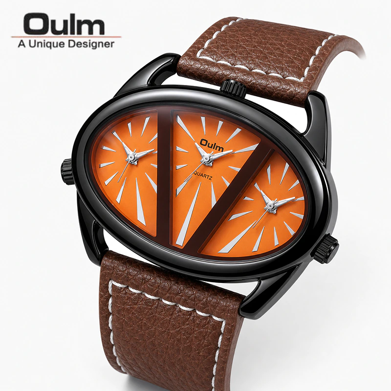 UM35 Oulm Big Dial Triple Time Premium Watch - Image 7