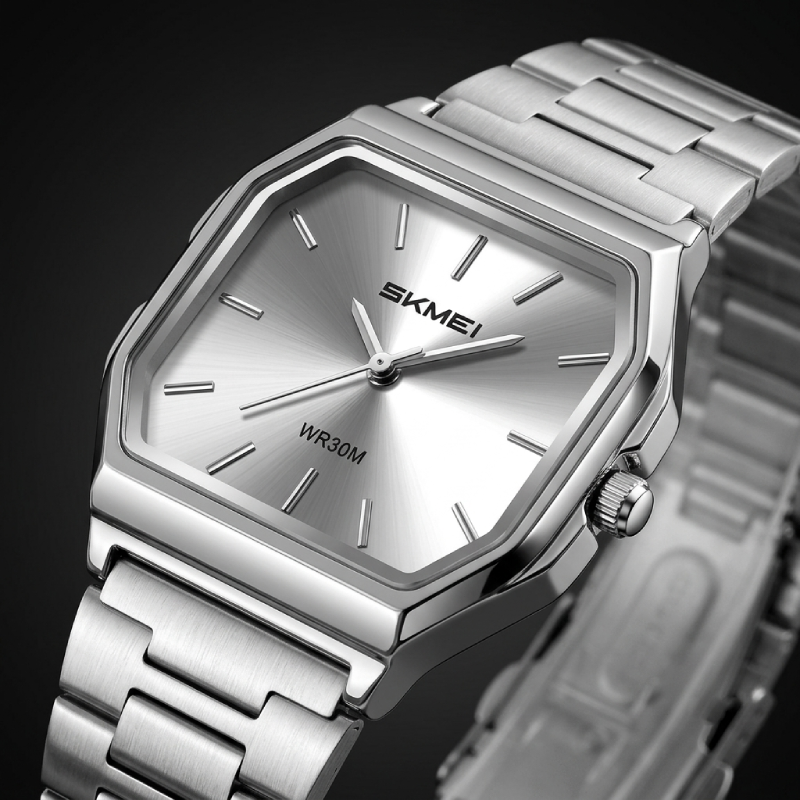 SK116 SKMEI Silver Stainless Steel Quartz Watch for Men - Image 2