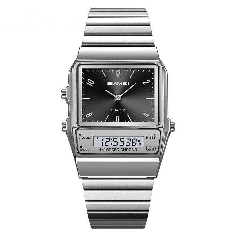 SK119 SKMEI Silver Black Dial Men’s Watch