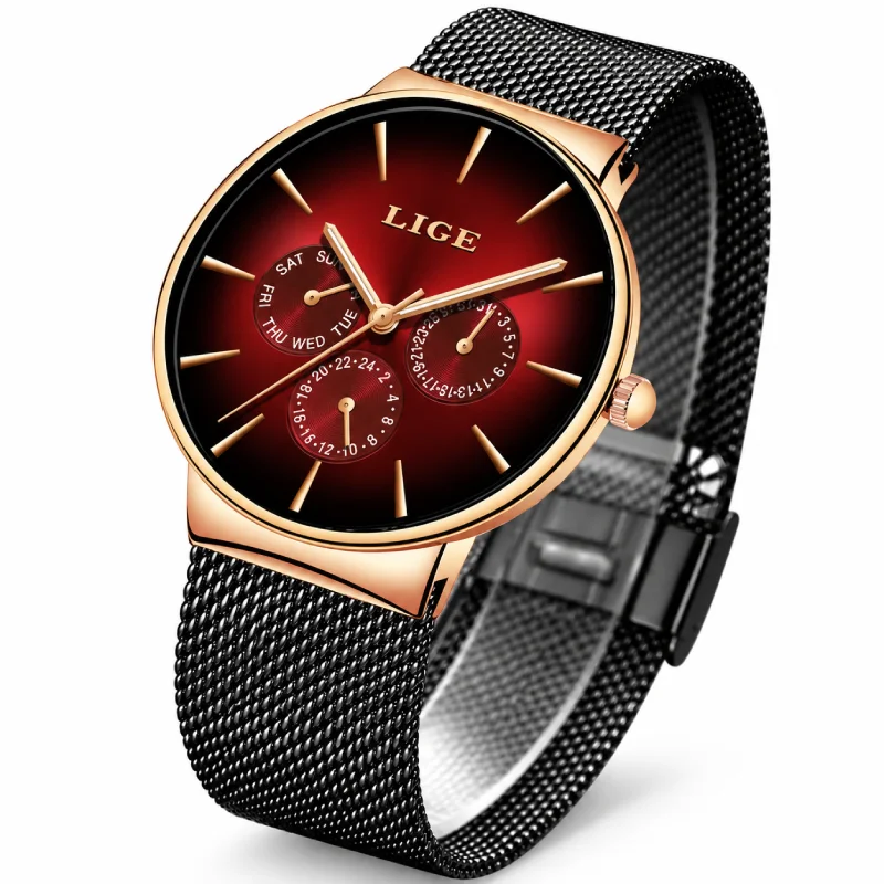 LG105 LIGE Premium Ultra-Thin Stainless Steel Mesh Watch - Image 4