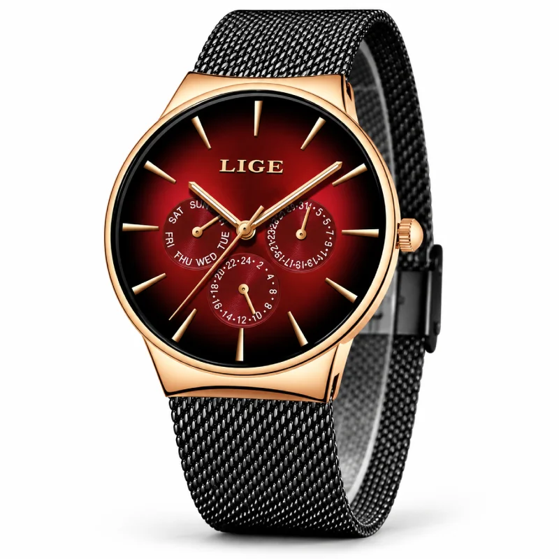 LG105 LIGE Premium Ultra-Thin Stainless Steel Mesh Watch - Image 5