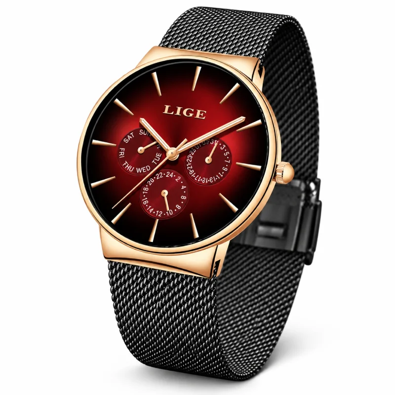 LG105 LIGE Premium Ultra-Thin Stainless Steel Mesh Watch - Image 2