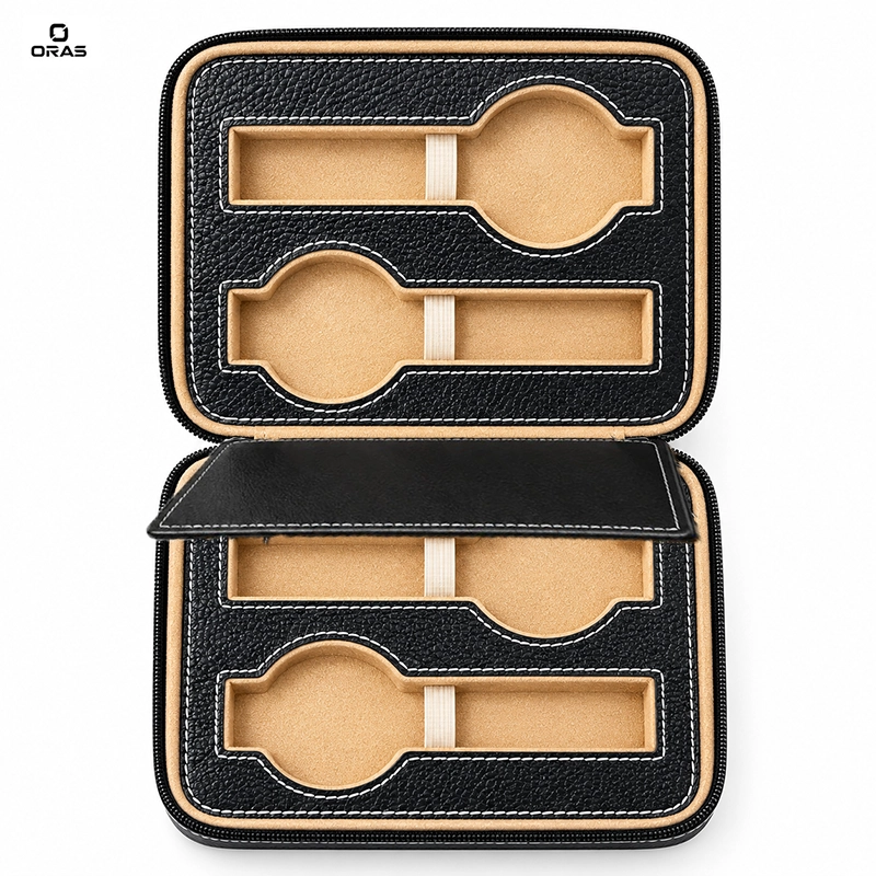 R1099 ORAS Genuine Leather 4 Slots Watch Storage Case - Image 3