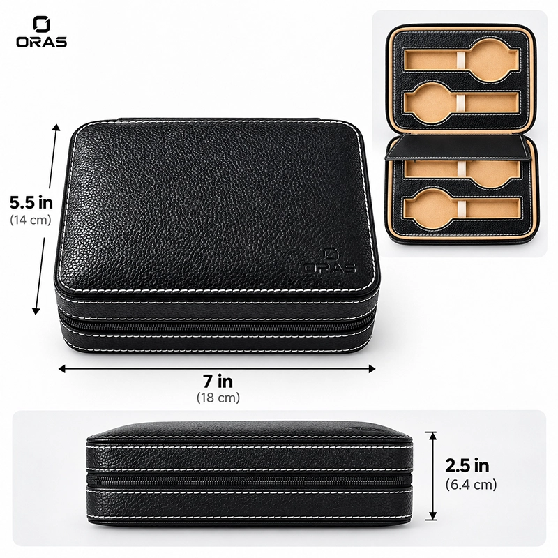 R1099 ORAS Genuine Leather 4 Slots Watch Storage Case - Image 5